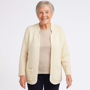 Vintage Townhouse Textured Sweater Cardigan – Women’s Size Medium – Cream